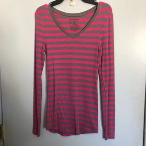 Grey and Pink Stripped Shirt